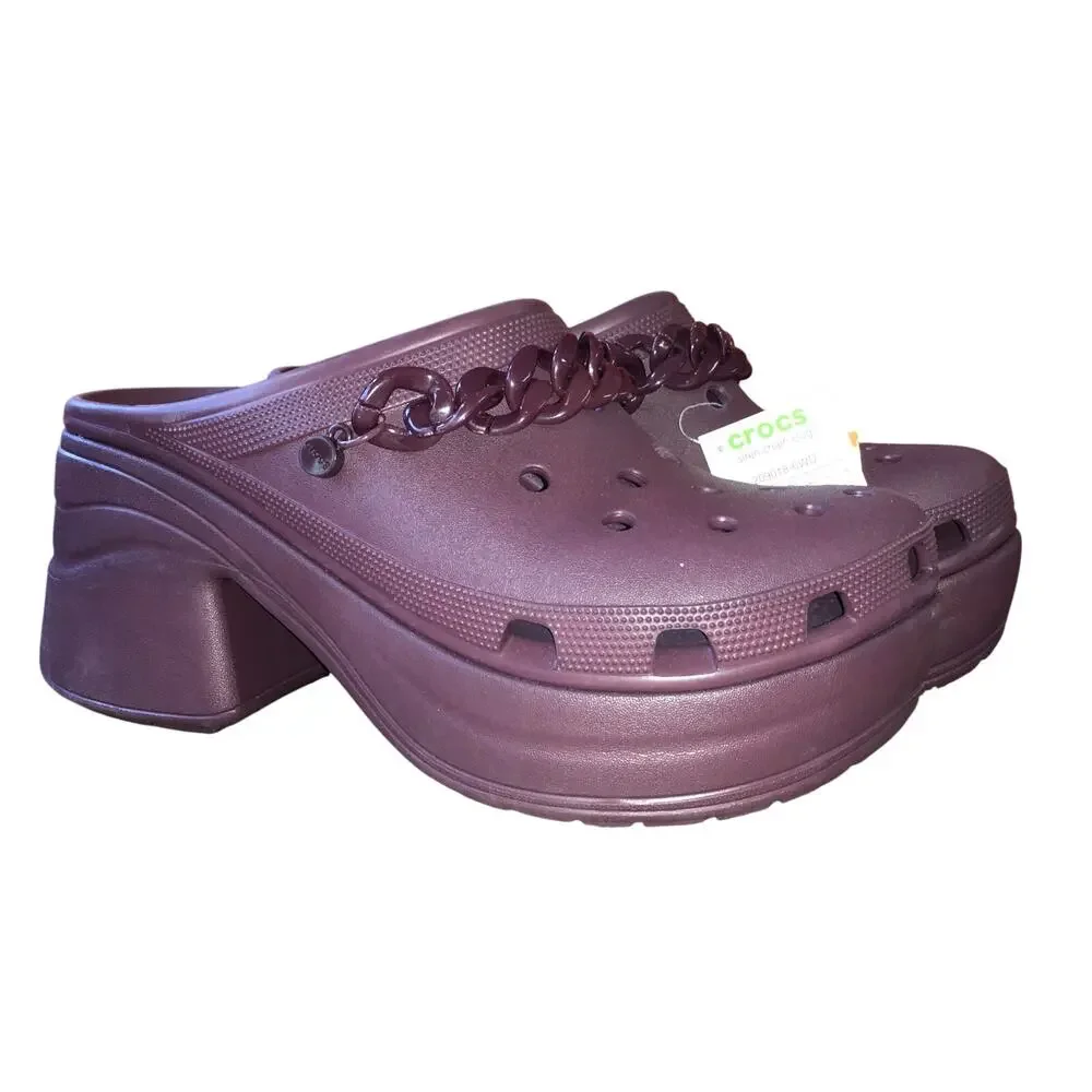 Crocs Siren Chain Clog Heels Mens 12 Dark Cherry Maroon NWT Chunky Platform